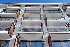 Modern apartment buildings exteriors. Facade of a modern apartment building.