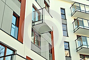 Modern apartment buildings exteriors. Facade of a modern apartment building.