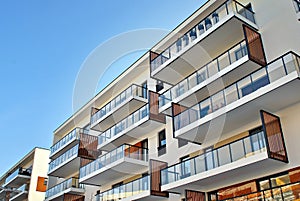 Modern apartment buildings exteriors. Facade of a modern apartment building.