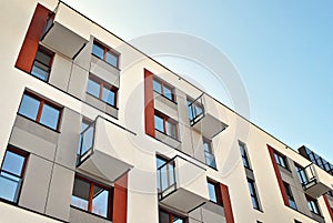 Modern apartment buildings exteriors. Facade of a modern apartment building.