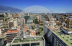 Modern apartment buildings and flats in downtown Santiago, Chile.