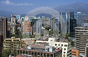 Modern apartment buildings and flats in downtown Santiago, Chile.