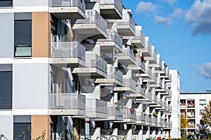 Modern apartment buildings seen in Berlin, Germany