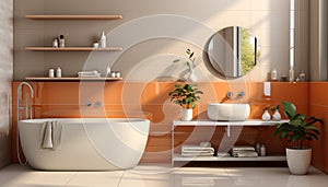 Modern apartment with clean, elegant bathroom comfortable, luxurious, and hygienic generated by AI