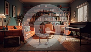 Modern apartment comfortable design, elegant interior, bright lighting generated by AI