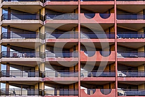 Modern apartment complex with colorful balconies, Belgian Architecture