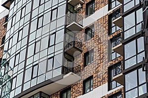 Modern apartment complex exterior. Facade of modern multi-storey building