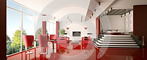 Modern apartment interior panorama 3d render