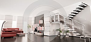 Modern apartment interior panorama 3d render