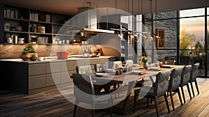 A modern apartment Kitchen interior