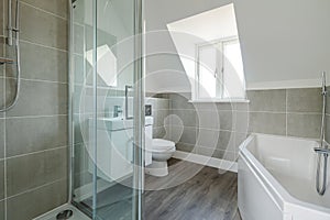 Modern Apartment Shower room in grey and white