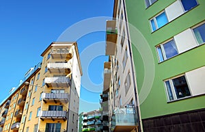 Modern apartments with a blue sky