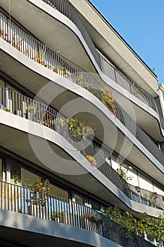 Modern apartments with curved balconies