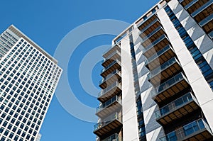 Modern apartments and office building.