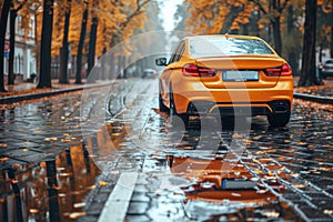 Modern app-based ride-share service car picking up a passenger