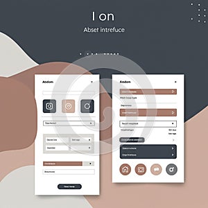 Modern app interface design on a minimalist background. Two smartphone screens