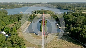 Modern architectural complex in the city of Cergy on the Oise River