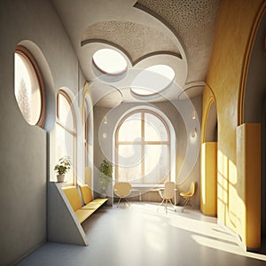 Modern architectural concept image with natural sun lights