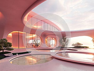 Modern Architectural Concept of a Sunset Villa
