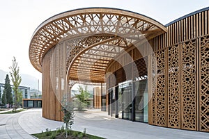 Wooden slat construction with half-round design