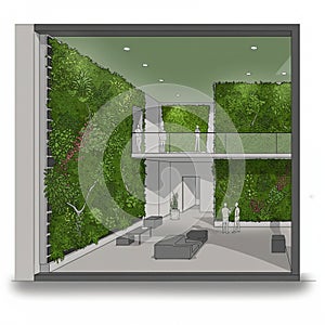 Modern architectural design features a spacious, multi-level interior with indoor