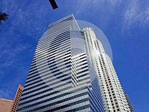 Modern architecture background gleaming sun high rise skyscraper