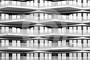 Modern architecture, building facade black and white -