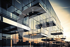 Modern architecture building glass duotone background. Generative AI