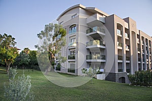 Modern architecture building in green enviroment in summer.