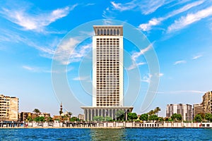 Modern architecture of Cairo, buildings on the Nile, Egypt