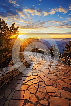 Modern architecture on cliffside at canyon scenery