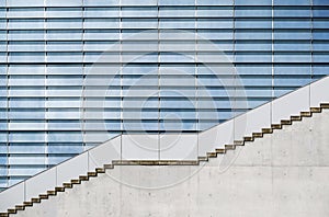 modern architecture, concrete staircase in front of a glass facade at the Marie-Elisabeth-Lueders-Haus in the government district