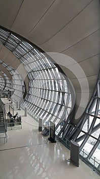 Modern architecture design of Passenger terminal of Suvarnabhumi Airport , Bangkok ,Thailand