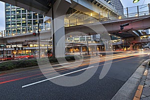 Modern architecture. Elevated Highways and skyscrapers in Tokyo.