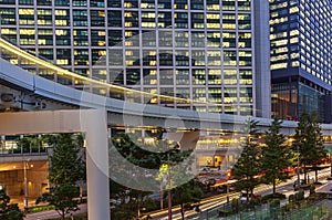 Modern architecture. Elevated Highways and skyscrapers in Tokyo.