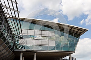 Modern architecture, exterior view Airport building in Leipzig