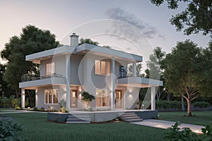 Modern architecture family home villa in the suburbs