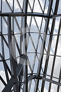 Modern architecture of a glass roof in Lyon in France