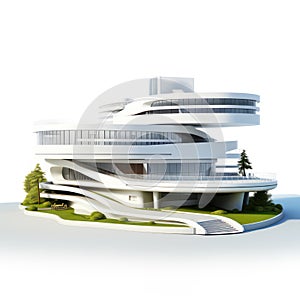 Modern architecture isolated on white created with Generative AI. House with windows and balcony.