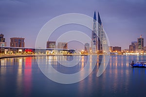 Modern architecture of Manama at night
