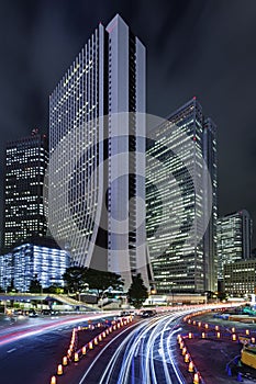 Modern architecture. Modern steel and glass skyscrapers in Tokyo.