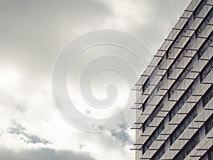 Modern architecture office building against a cloudy sky in Bucharest, Romania