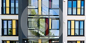 Modern architecture, painted facade on apartment house, Solingen, Germany photo