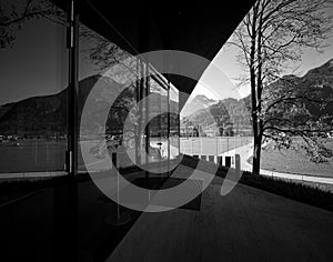 Modern architecture. Reflection. Black and White