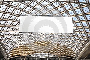 Modern architecture roof structure and blank billboard