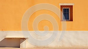 Modern Architecture: Spanish Enlightenment Bench On Orange Wall