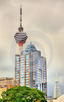 Modern architecture with the TV tower in Kuala Lumpur, Malaysia