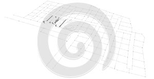 Modern architecture wireframe, Abstract architectural background, 3D Illustration.