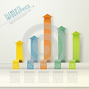 Modern arrow bar chart infographic elements