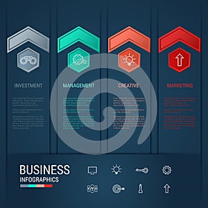 Šipka infografiky prvky. úspěšný obchod šablona 